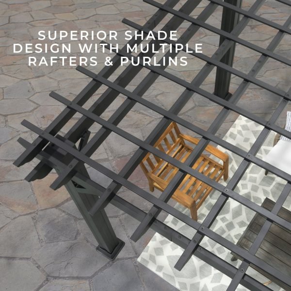14×10 Stratford Traditional Steel Pergola With Sail Shade Soft Canopy