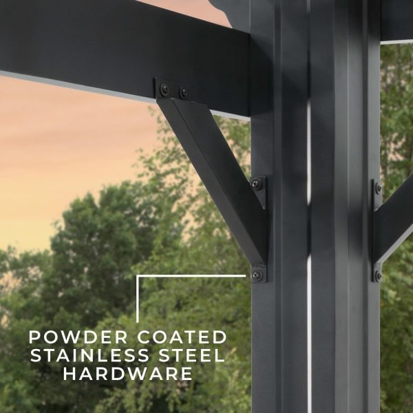 14×10 Stratford Traditional Steel Pergola With Sail Shade Soft Canopy