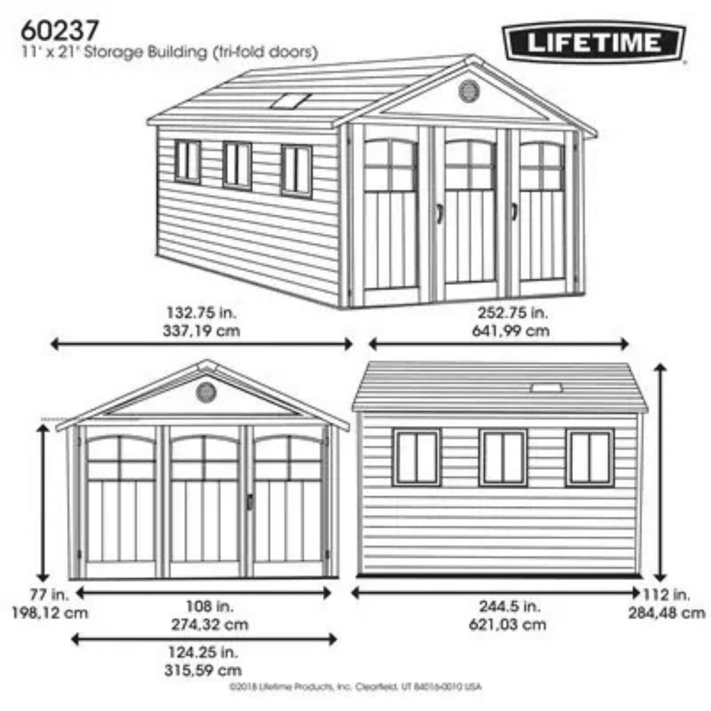 Lifetime 11×21 Storage Garage Kit W/ 9 Ft Wide Doors (60237)