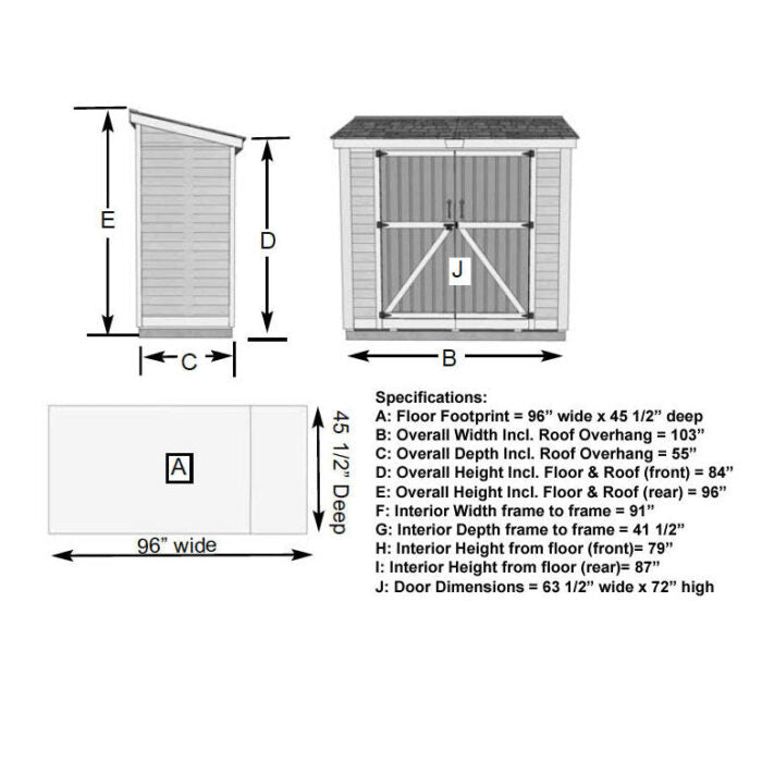 8' x 4' SpaceSaver Storage Shed – Double Doors