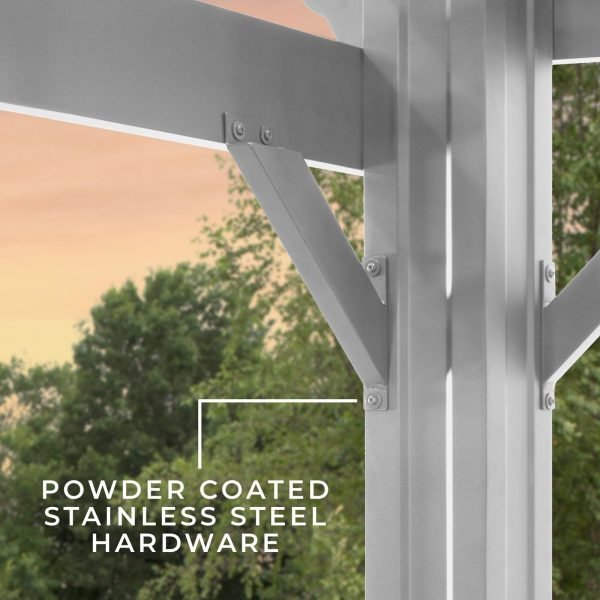 14×12 Hawthorne Traditional Steel Pergola With Sail Shade Soft Canopy