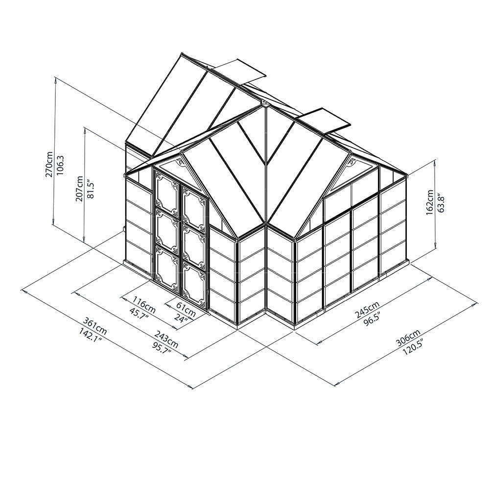 Chalet 12' x 10' Greenhouse