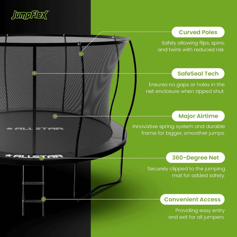 ALLSTAR 10 Trampoline Outdoor Backyard Play Equipment with Net & Ladder