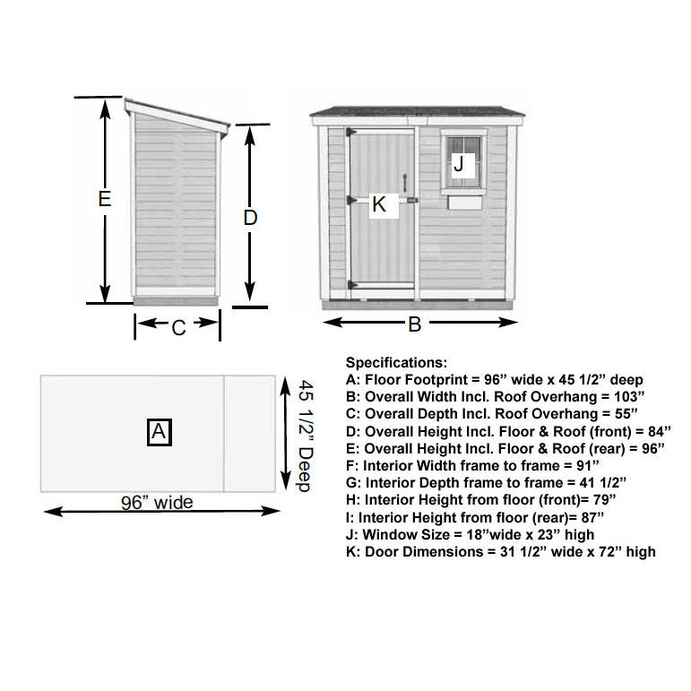 8' x 4' SpaceSaver Storage Shed – Single Door
