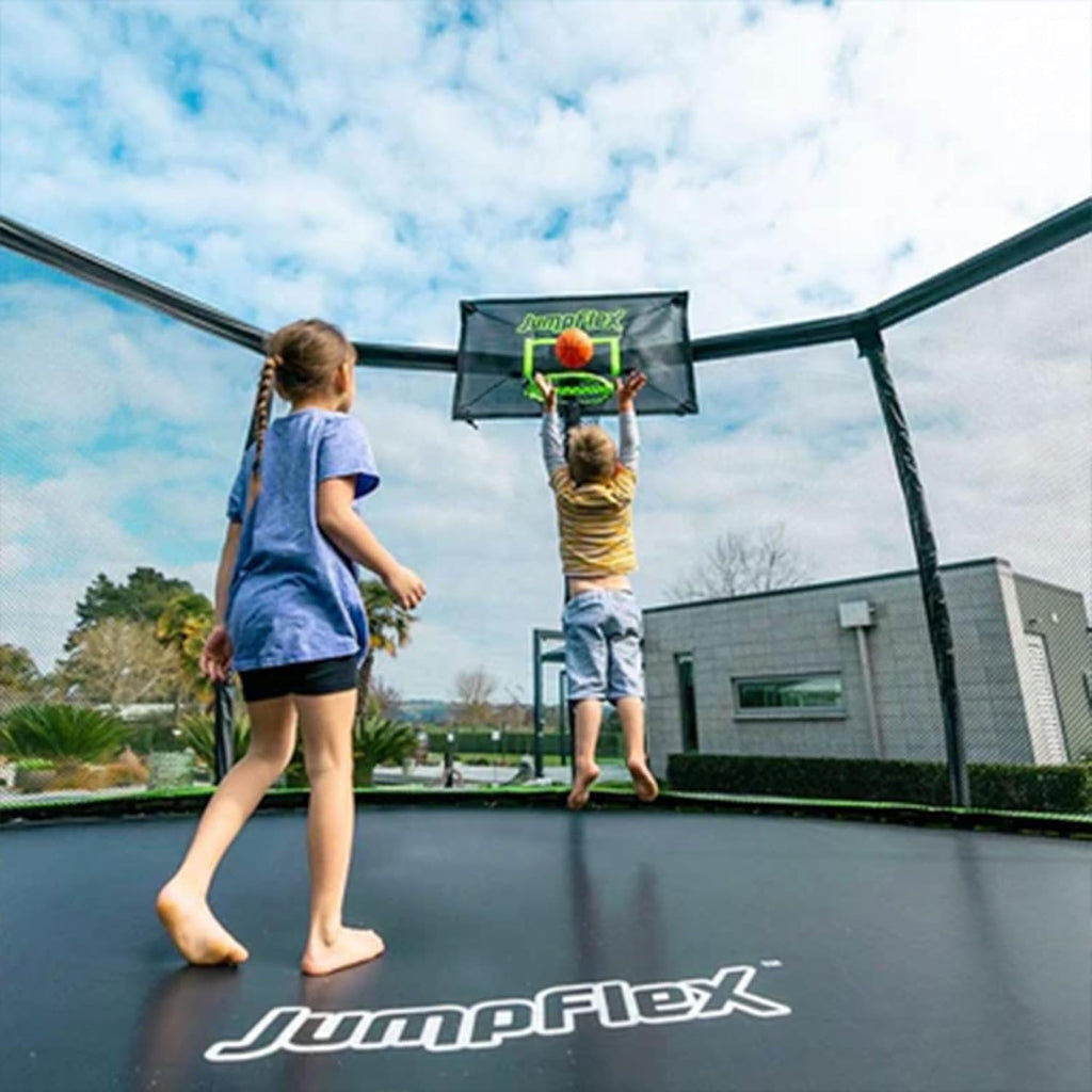 JumpFlex HERO 14 Backyard Outdoor Trampoline for Kids with Net & Ladder