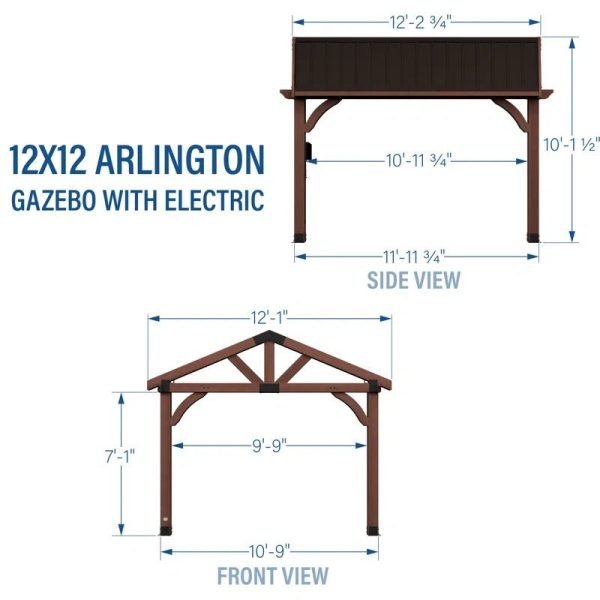 Arlington 12′ X 12′ Solid Wood Patio Gazebo