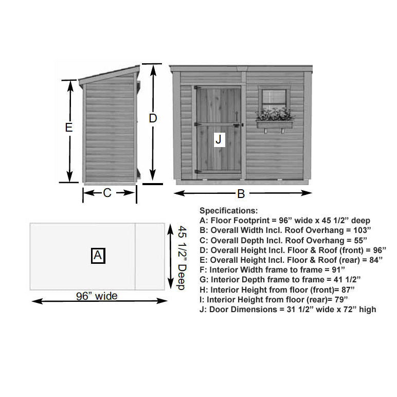 8′ x 4′ GardenSaver Storage Shed – Single Door