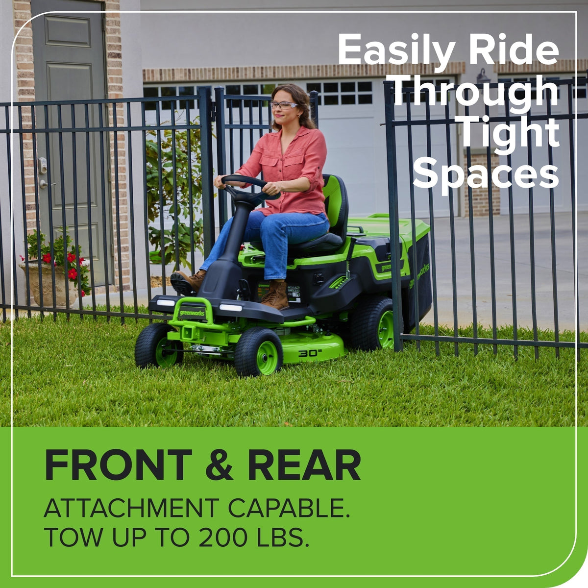 60V 30″ CrossoverT Riding Lawn Tractor with (4) 8.0 Ah Batteries and 600-Watt Charger