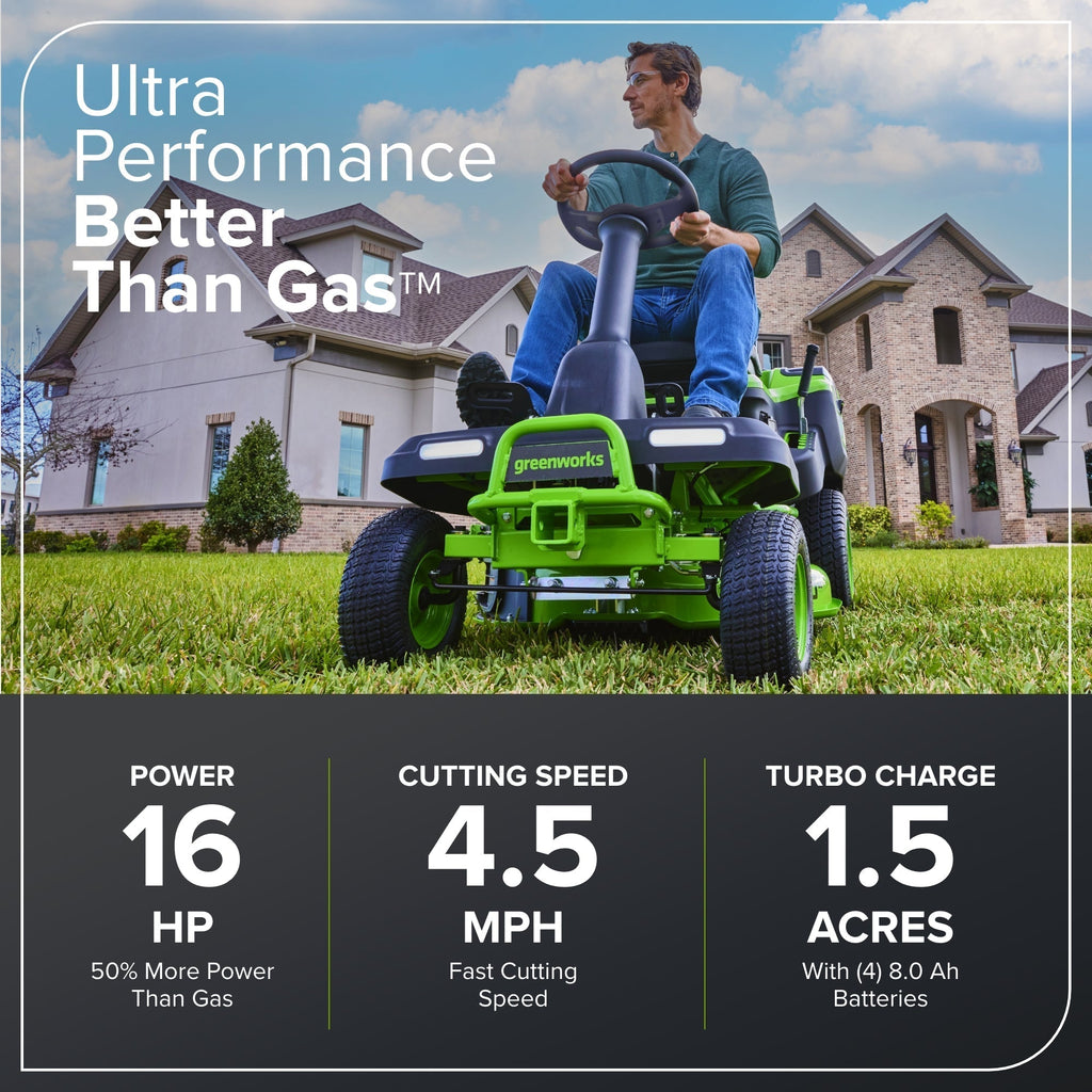60V 30″ CrossoverT Riding Lawn Tractor with (4) 8.0 Ah Batteries and 600-Watt Charger