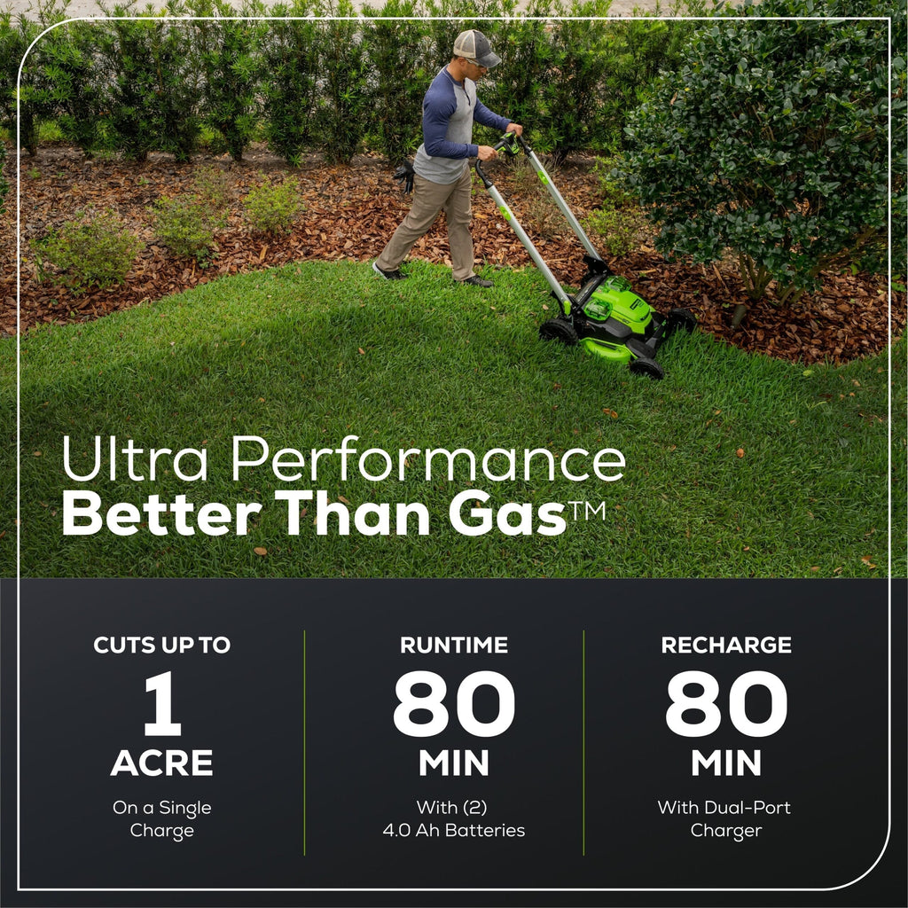 60V 25″ SP Mower 3PC Combo Kit, 16″ String Trimmer and 610CFM Blower