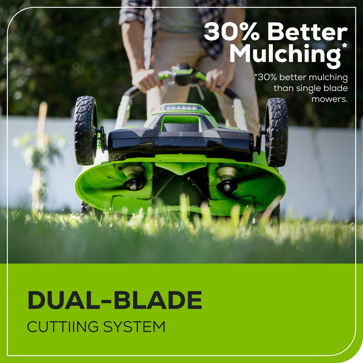 60V 25″ Cordless Battery Dual Blade Self-Propelled Lawn Mower w/ Two (2) 4.0Ah Batteries & Dual-Port Charger