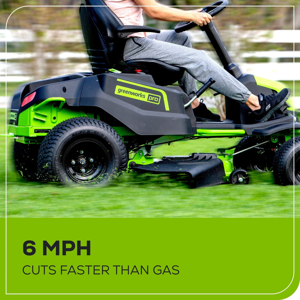 60V 42″ Cordless Battery CrossoverT Riding Lawn Mower + Bagger, (6) 8.0 Ah Batteries and (3) Dual-Port Turbo Chargers