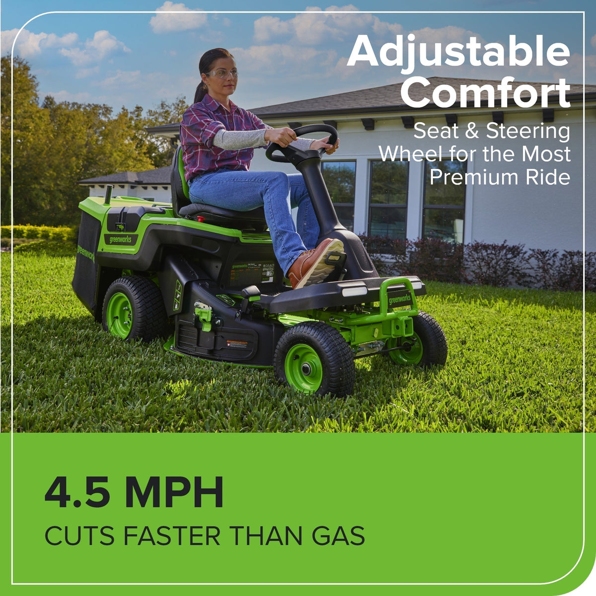 60V 30″ CrossoverT Riding Lawn Tractor, Bagger Included, (4) 8.0 Ah (1) 20.0Ah Batteries and 600-Watt Charger