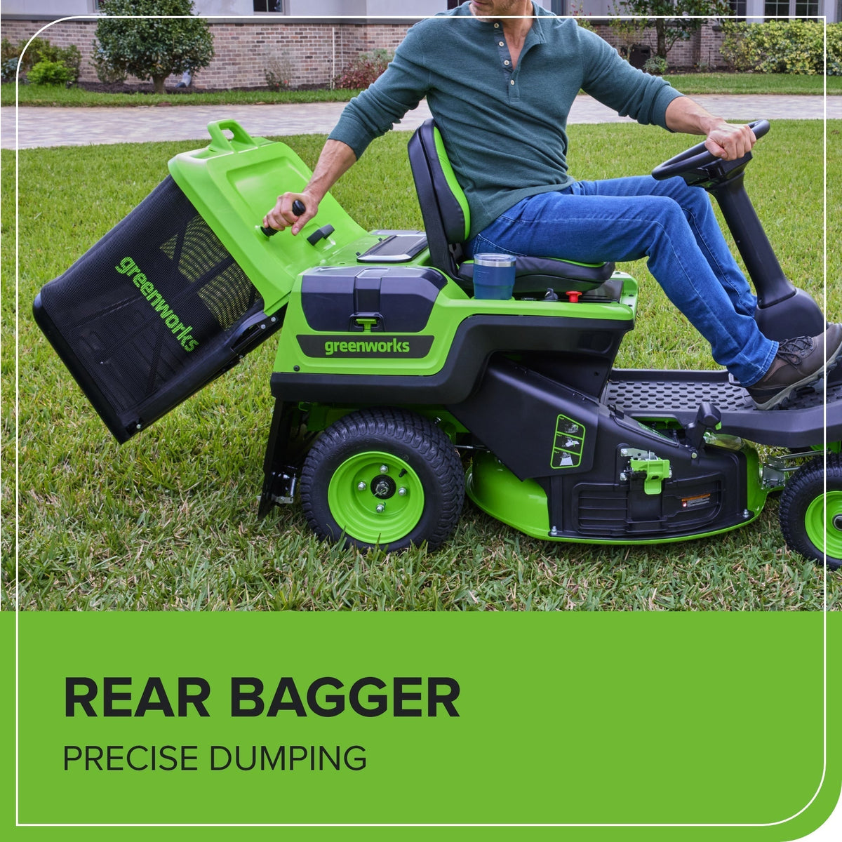 60V 30″ CrossoverT Riding Lawn Tractor, Bagger Included, (4) 8.0 Ah (1) 20.0Ah Batteries and 600-Watt Charger