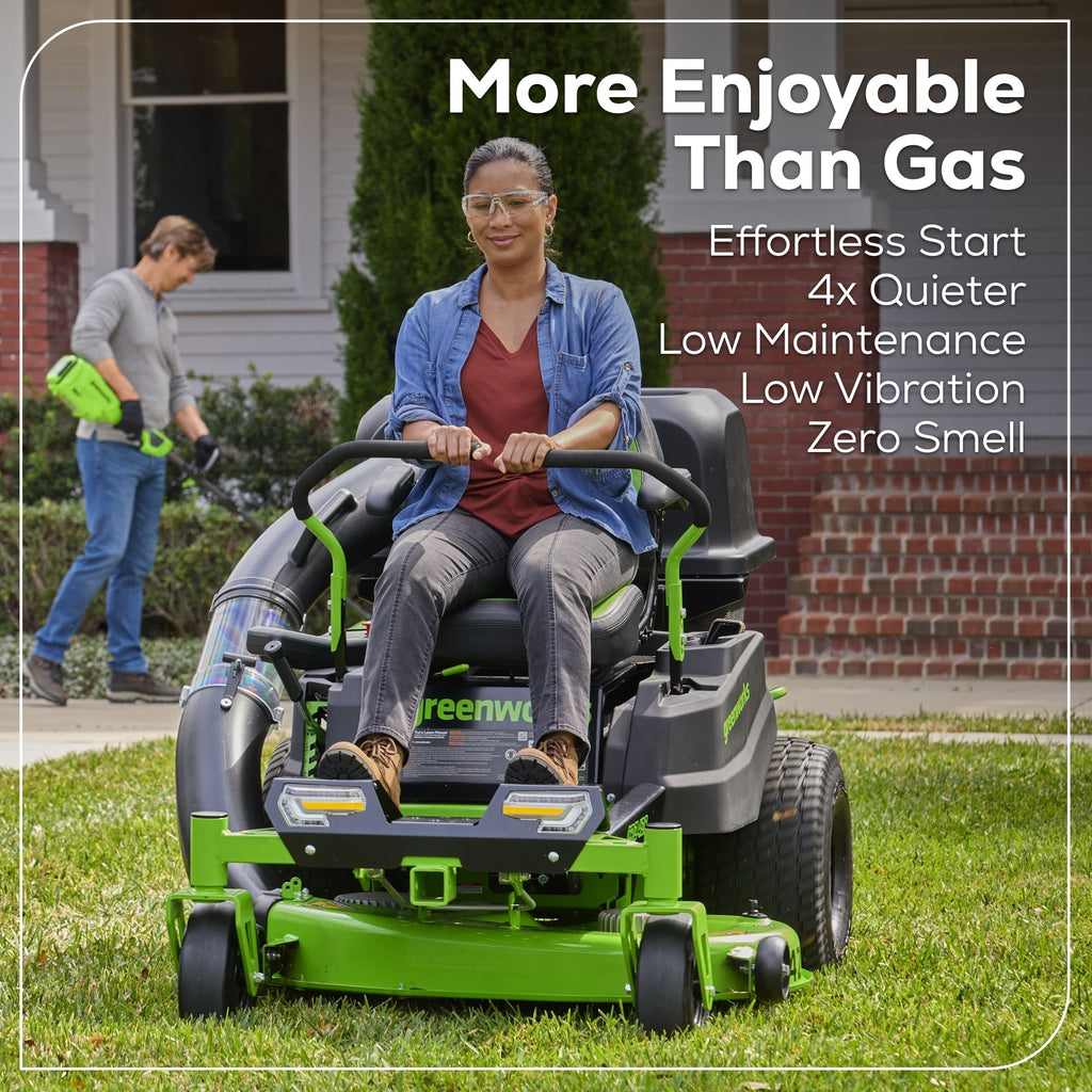 60V 42″ Electric CrossoverZ Zero Turn Mower with (4) 8 Ah Batteries and (2) Dual-Port Turbo Chargers