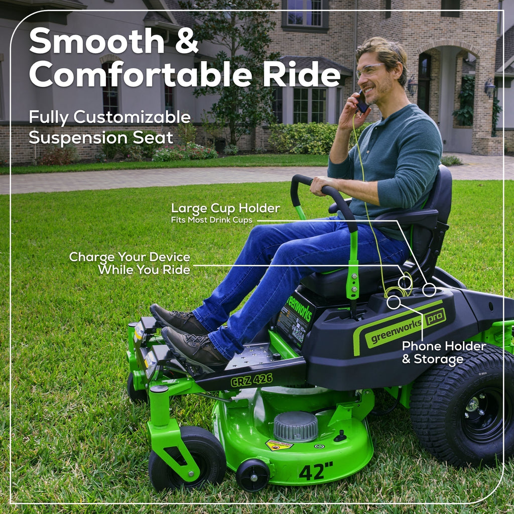 60V 42″ Electric CrossoverZ Zero Turn Mower with (4) 8 Ah Batteries and (2) Dual-Port Turbo Chargers