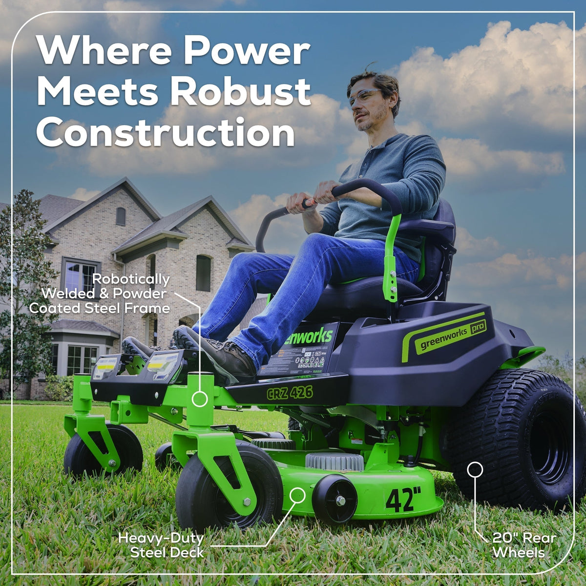 60V 42″ Electric CrossoverZ Zero Turn Mower with (4) 8 Ah Batteries and (2) Dual-Port Turbo Chargers
