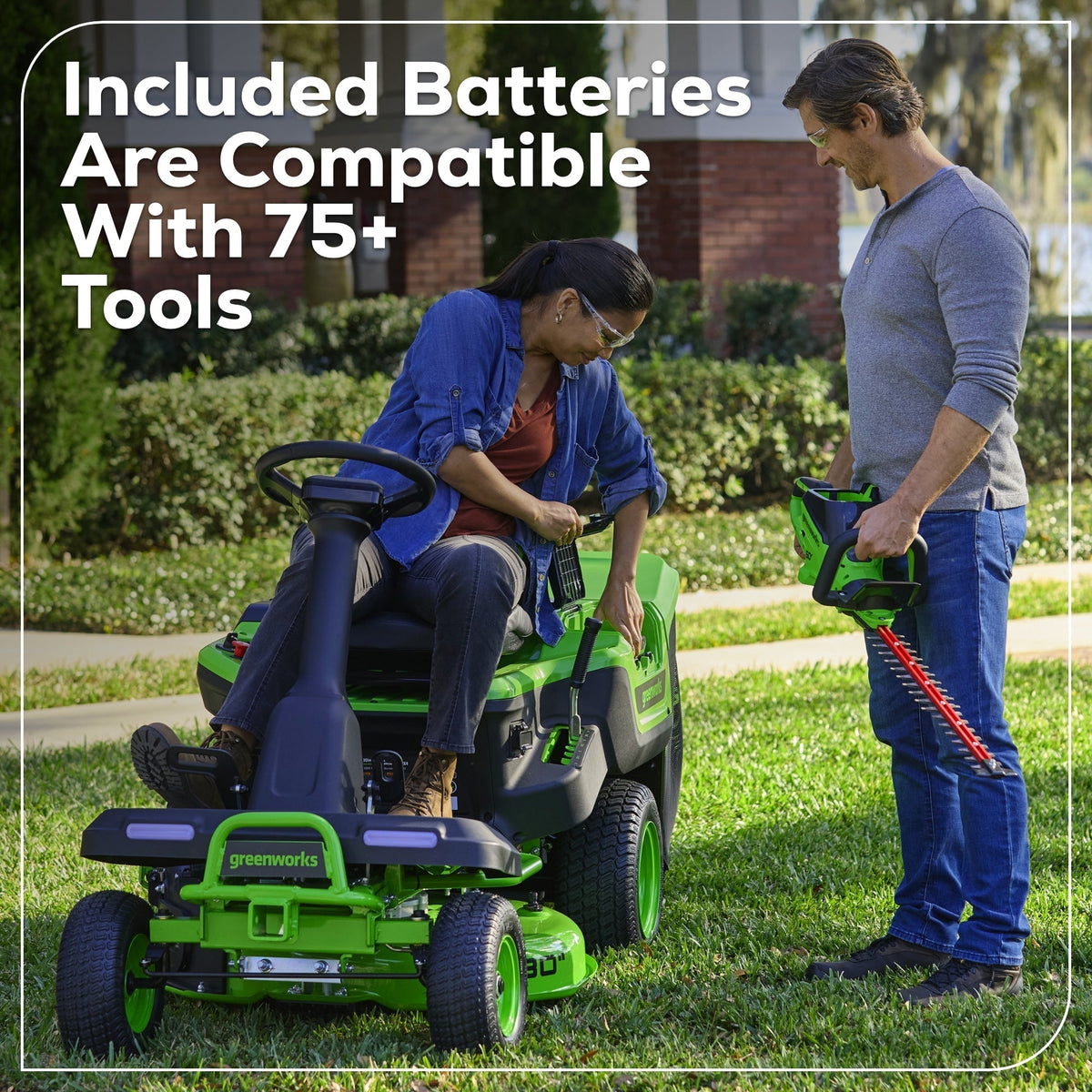 60V 30” CrossoverT Riding Lawn Tractor with (2) 8.0 Ah, (2) 4.0 Ah Batteries & 600-Watt Charger