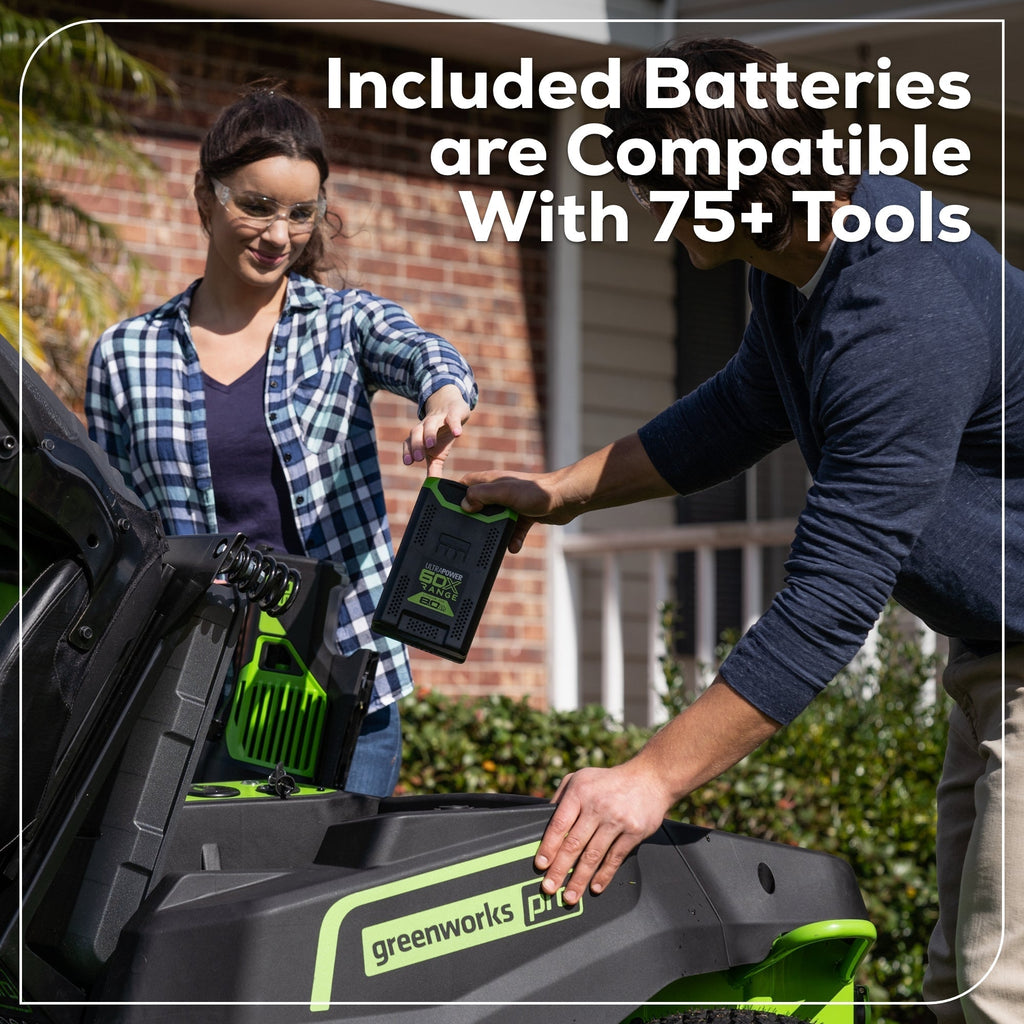 60V 42″ Cordless Battery CrossoverT Riding Lawn Mower: (6) 8.0 Ah Batteries and (3) Dual-Port Turbo Chargers