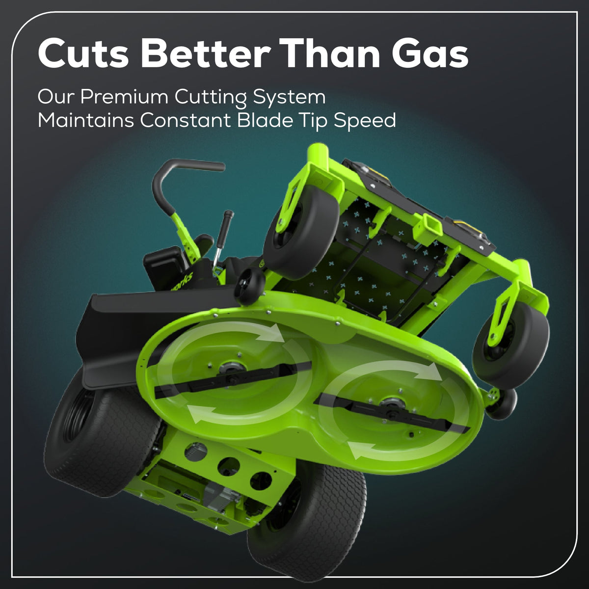 60V 42″ Electric CrossoverZ Zero Turn Mower with (4) 8 Ah Batteries and (2) Dual-Port Turbo Chargers