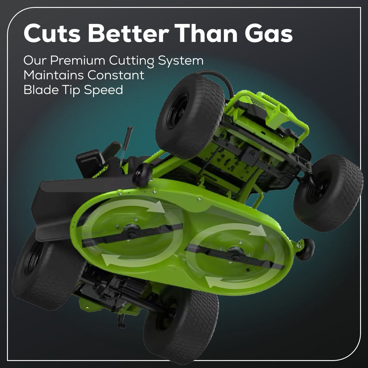 60V 42″ Cordless Battery CrossoverT Riding Lawn Mower: (6) 8.0 Ah Batteries and (3) Dual-Port Turbo Chargers