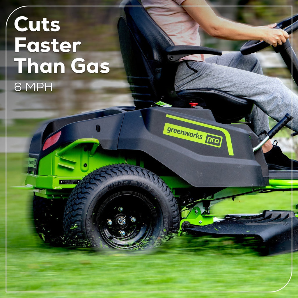 60V 42″ Cordless Battery CrossoverT Riding Lawn Mower: (6) 8.0 Ah Batteries and (3) Dual-Port Turbo Chargers