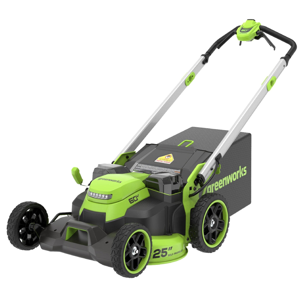 60V 25″ Dual Blade Self-Propelled Mower 5-pc Combo Kit, (3) 4.0 Ah Batteries, (1) Single Port Chargers and (1) Dual-Port Charger