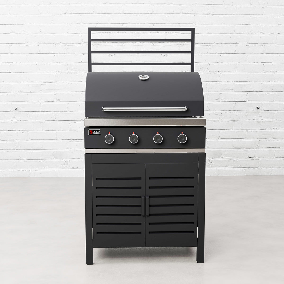 Draco Grills Scandic Modular 4 Burner Barbecue Cabinet with Double Cupboard & Fridge Unit
