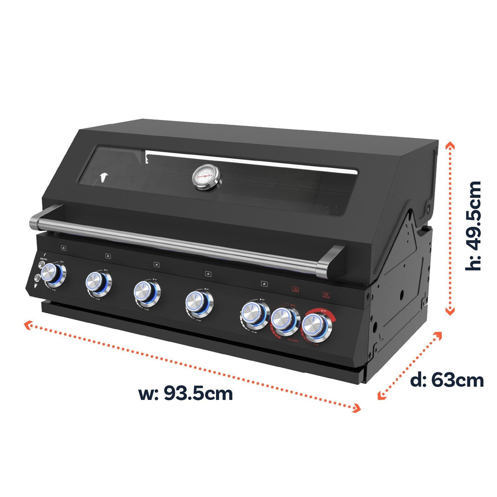 Boss Grill 6 Burner Built-In Gas BBQ - Black