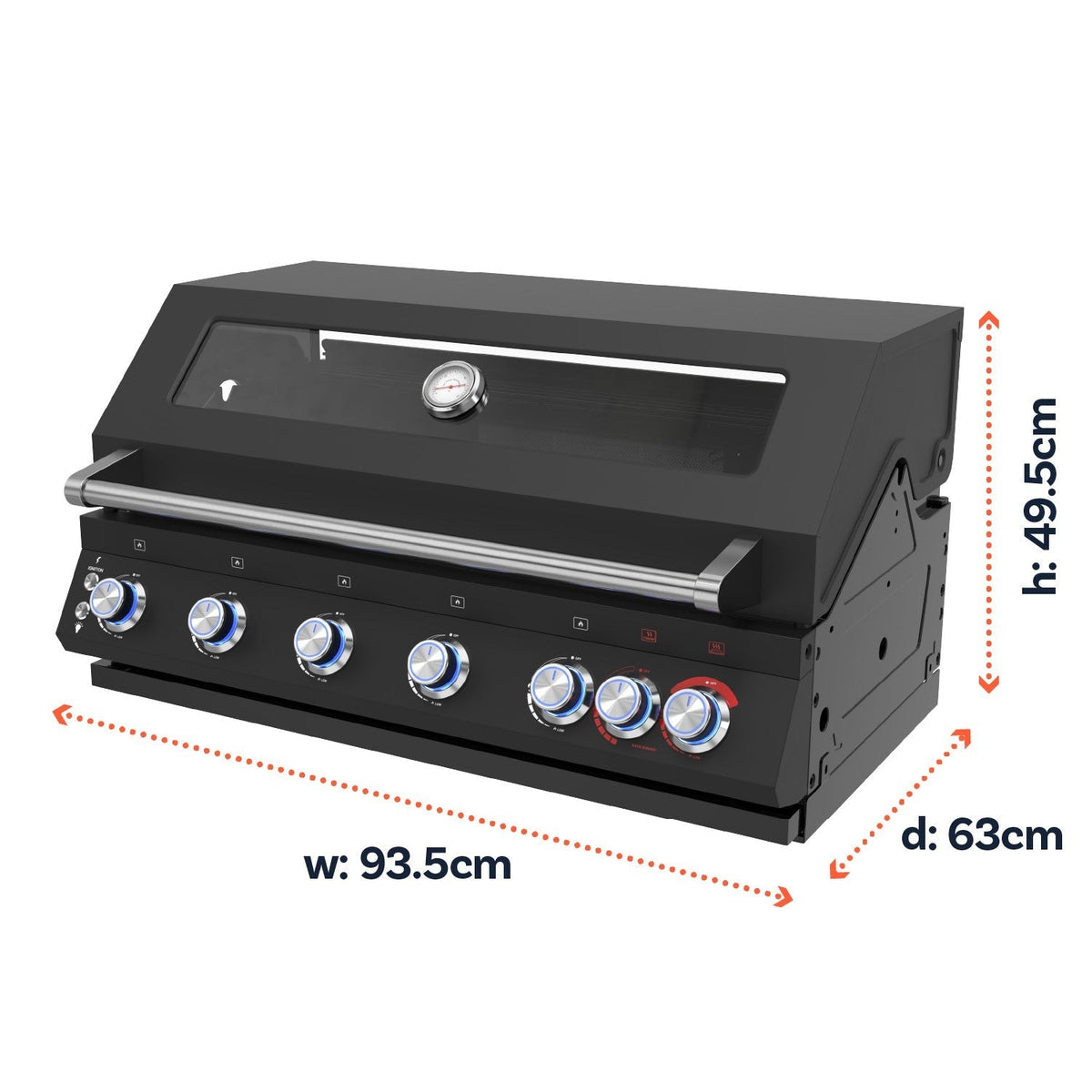 Boss Grill 6 Burner Built-In Gas BBQ - Black