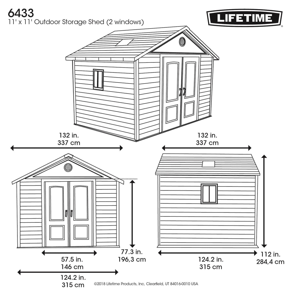 Lifetime 11 Ft. X 11 Ft. Outdoor Storage Shed – 6433