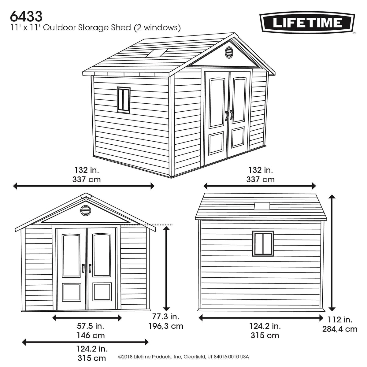 Lifetime 11 Ft. X 11 Ft. Outdoor Storage Shed – 6433