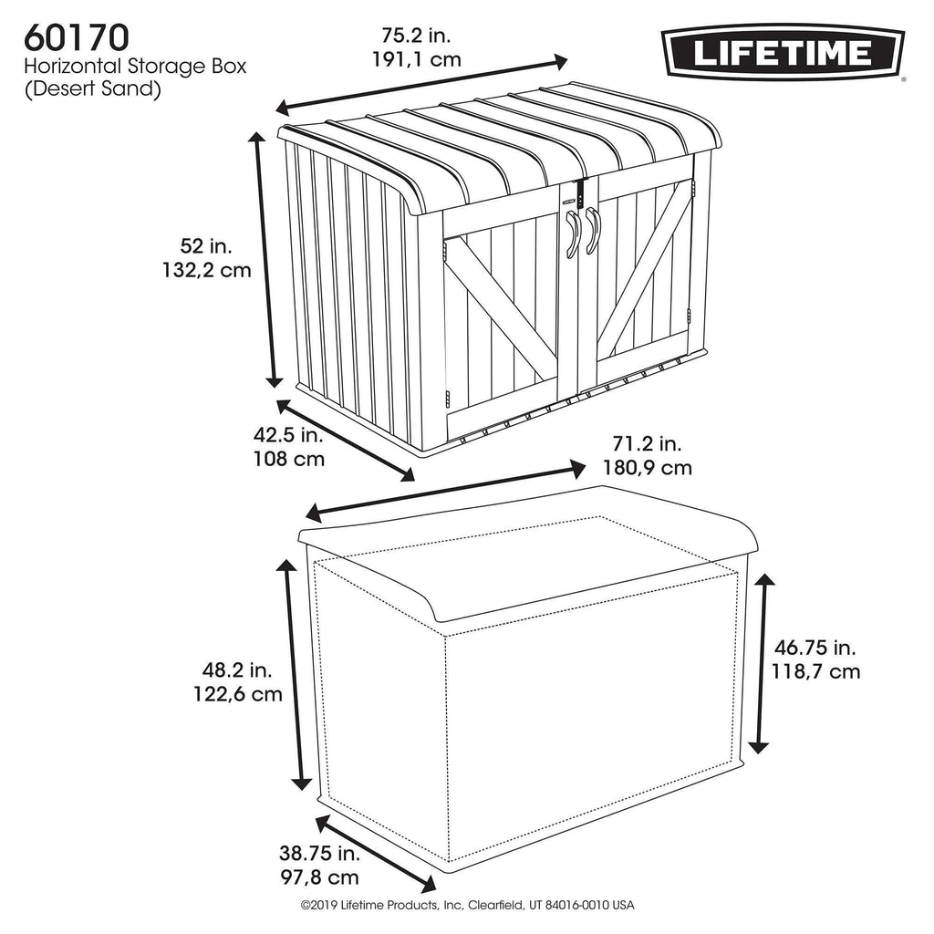 Lifetime Horizontal Storage Shed (75 Cubic Feet)