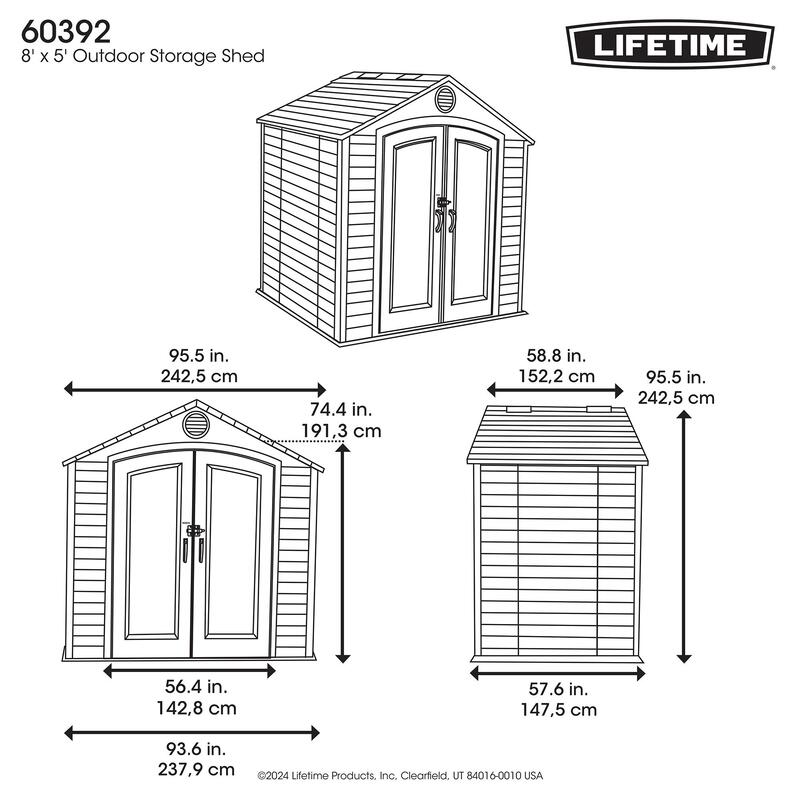 Lifetime 8 ft x 5 ft Outdoor Storage Shed – 60392