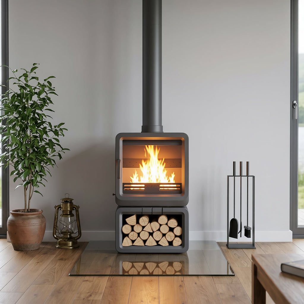 Mazona Heatwave 8kW Log Store Multifuel Woodburning Stove, Freestanding, Eco Design Approved, Defra Approved