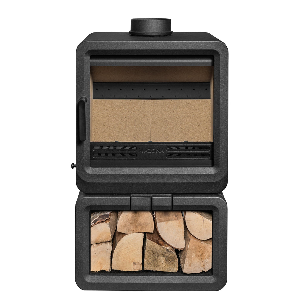 Mazona Heatwave 8kW Log Store Multifuel Woodburning Stove, Freestanding, Eco Design Approved, Defra Approved