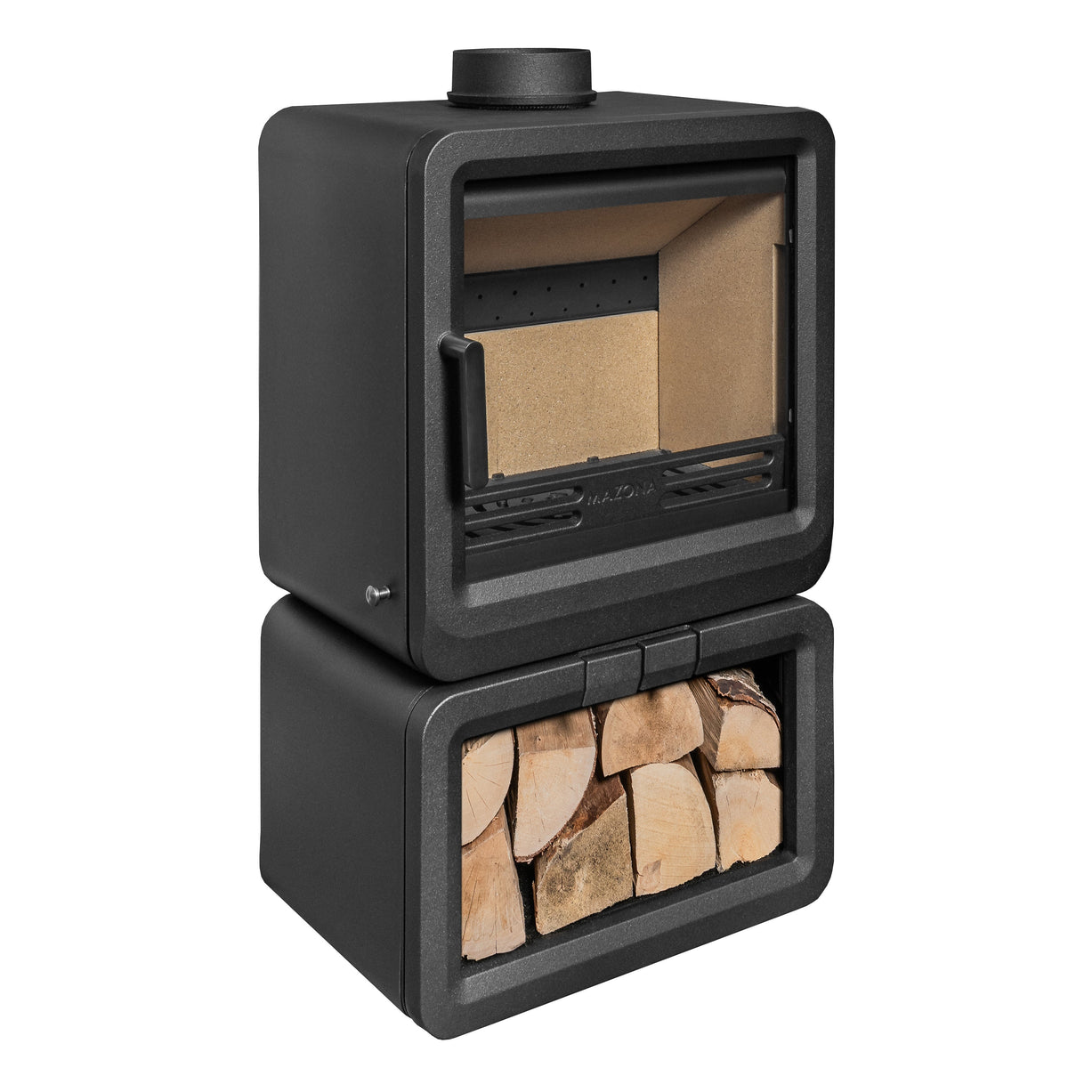 Mazona Heatwave 8kW Log Store Multifuel Woodburning Stove, Freestanding, Eco Design Approved, Defra Approved