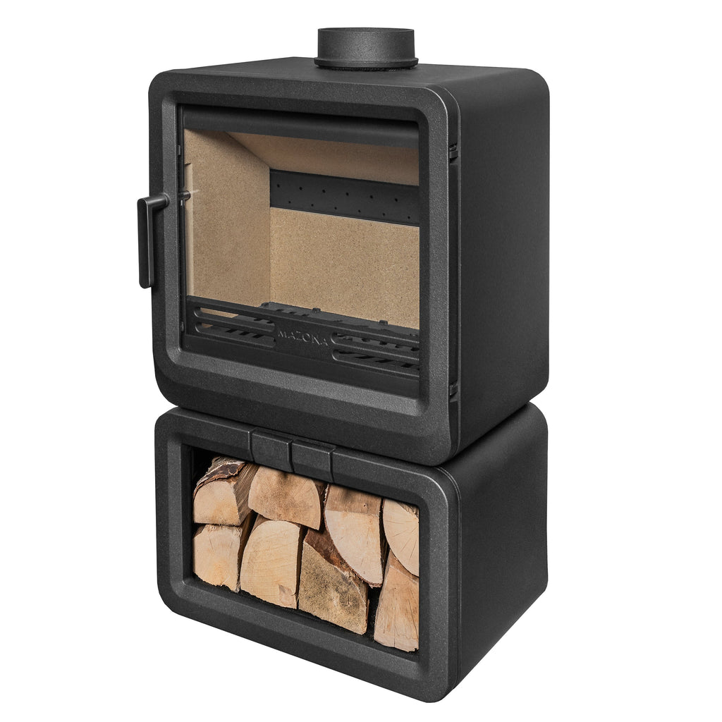 Mazona Heatwave 8kW Log Store Multifuel Woodburning Stove, Freestanding, Eco Design Approved, Defra Approved
