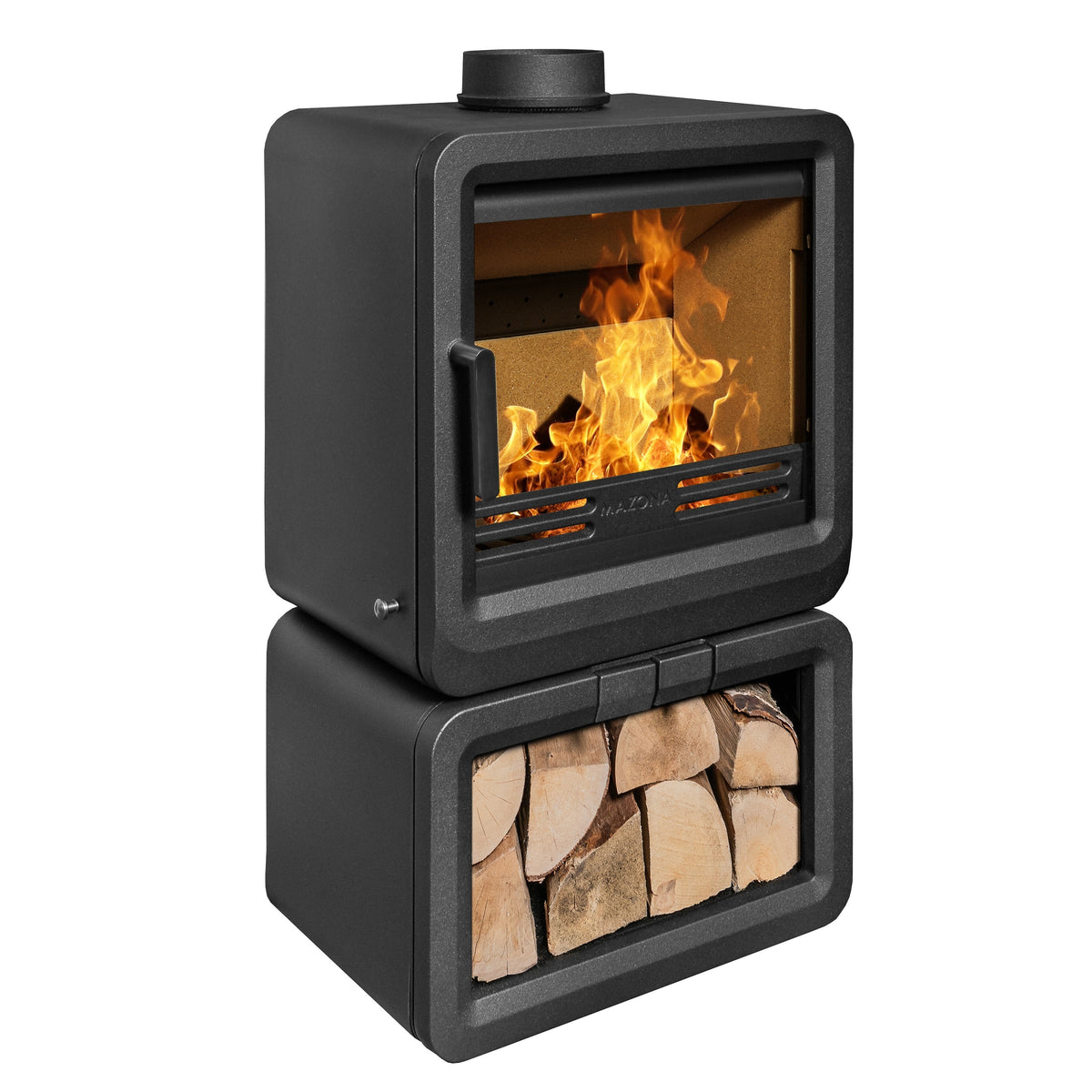 Mazona Heatwave 8kW Log Store Multifuel Woodburning Stove, Freestanding, Eco Design Approved, Defra Approved