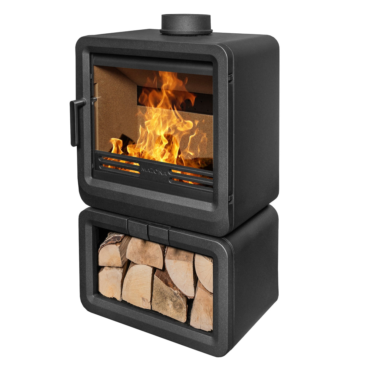Mazona Heatwave 8kW Log Store Multifuel Woodburning Stove, Freestanding, Eco Design Approved, Defra Approved