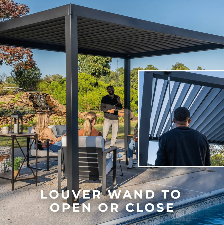 Backyard Discovery Sarasota 16’x10′ Galvanized Steel Louvered Pergola