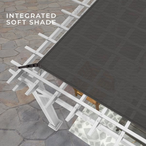 14×12 Hawthorne Traditional Steel Pergola With Sail Shade Soft Canopy