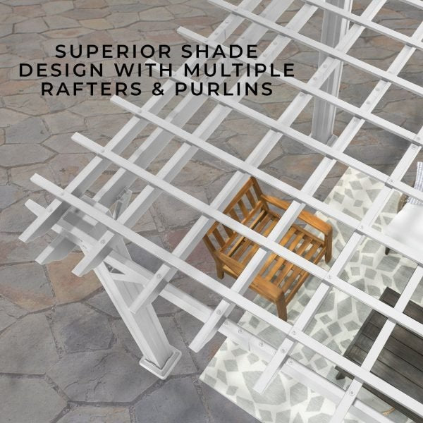 14×12 Hawthorne Traditional Steel Pergola With Sail Shade Soft Canopy
