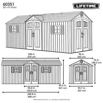 Lifetime 20 x 8 ft. Vinly Outdoor Shed – 60351