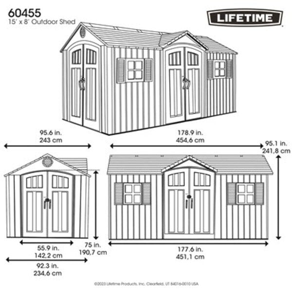 Lifetime 15 x 8 ft. Dual Entry Shed – 60455