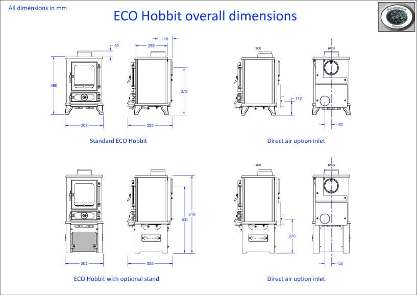 Salamander Hobbit Stove Smoke Exempt Multifuel Wood Burning Stove 4kW DEFRA ECODESIGN VARIANT